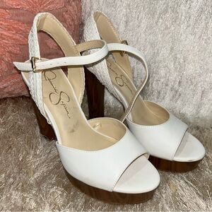 Jessica Simpson wooden sole pumps